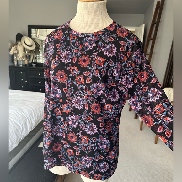 Banana Republic Black Floral Mesh Top, size large - Picture 9 of 9